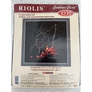 RIOLIS Counted Cross Stitch Kit Still Life With Red Wine Craft  11.75" X  11.75"